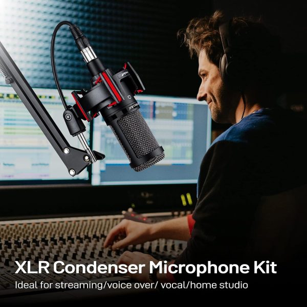 Condenser Microphone XLR,Professional Studio Recording Microphone for Computer PC,Cardioid Podcast Mic Kit with Boom Arm,Gaming Microphone for Streaming,ASMR,Singing,Voice Over,Vocal,YouTube,Zoom - Image 2