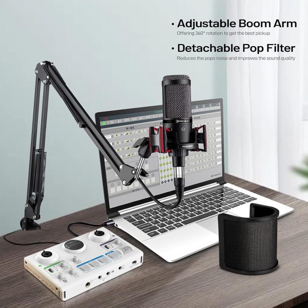 Condenser Microphone XLR,Professional Studio Recording Microphone for Computer PC,Cardioid Podcast Mic Kit with Boom Arm,Gaming Microphone for Streaming,ASMR,Singing,Voice Over,Vocal,YouTube,Zoom - Image 6