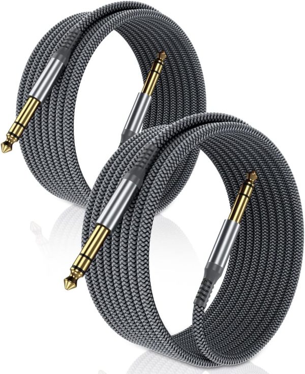 Elebase 1/4 Inch TRS Instrument Guitar Cable 10ft 2Pack,Straight 6.35mm Guitar Bass AMP Cord,Quarter Inch 6.3mm Male Jack Stereo Audio Balanced Line for Electric Guitar,Bass,Keyboard,Amplifier,Speaker