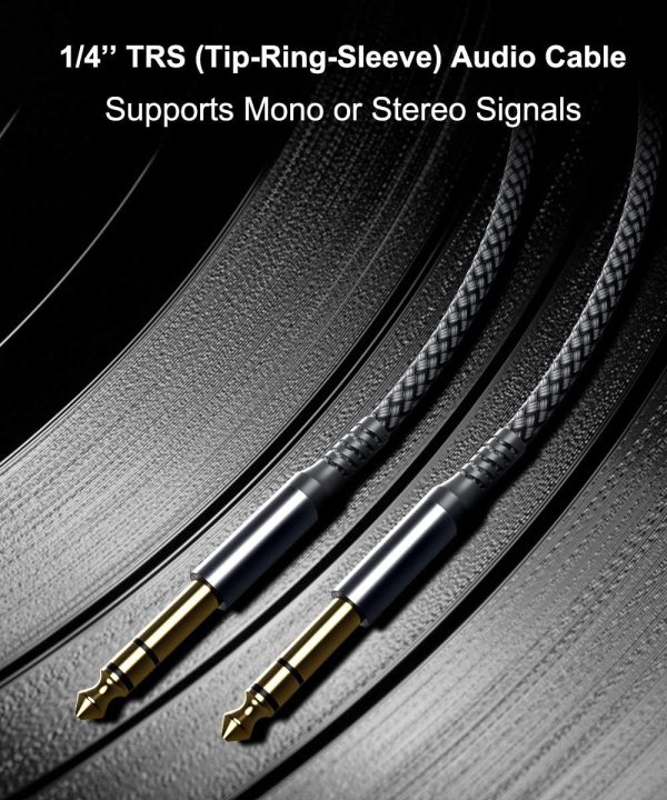 Elebase 1/4 Inch TRS Instrument Guitar Cable 10ft 2Pack,Straight 6.35mm Guitar Bass AMP Cord,Quarter Inch 6.3mm Male Jack Stereo Audio Balanced Line for Electric Guitar,Bass,Keyboard,Amplifier,Speaker - Image 5