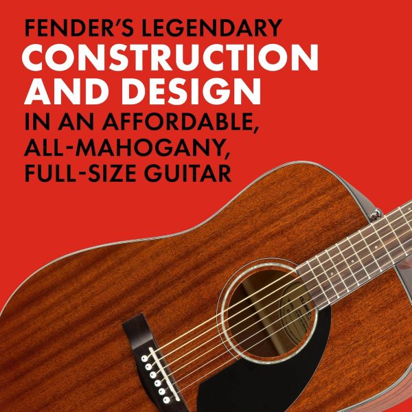 Fender Acoustic Guitar, CD-60S, with 2-Year Warranty, Dreadnought Classic Design with Rounded Walnut Fingerboard, Glossed Finish, All-Mahogany Construction - Image 6