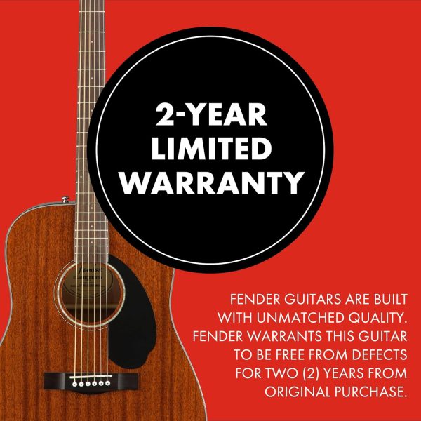 Fender Acoustic Guitar, CD-60S, with 2-Year Warranty, Dreadnought Classic Design with Rounded Walnut Fingerboard, Glossed Finish, All-Mahogany Construction - Image 7