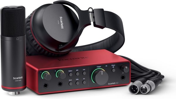 Scarlett 2i2 Studio 4th Gen USB Audio Interface Bundle for the Songwriter with Condenser Microphone and Headphones for Recording, Streaming, and Podcasting