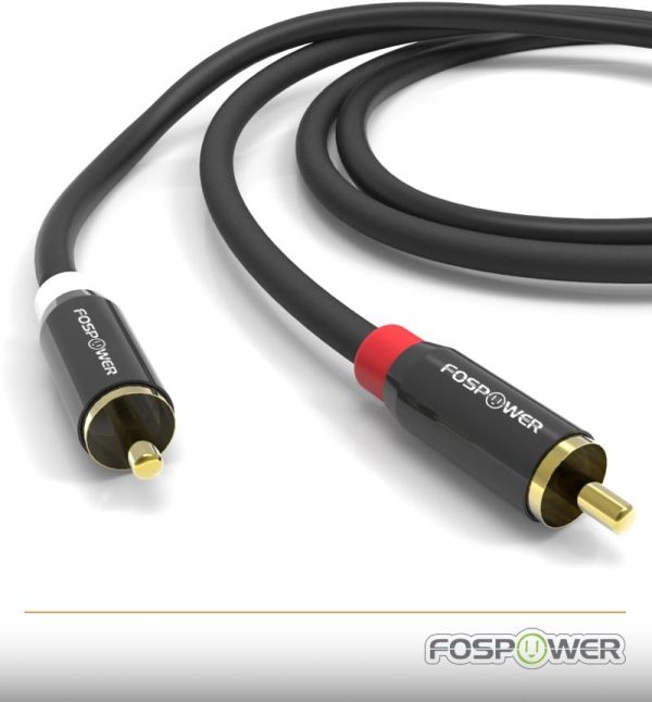 FosPower 2 RCA M/M Stereo Audio Cable [24K Gold Plated | Copper Core] 2RCA Male to 2RCA Male [Left/Right] Premium Sound Quality Plug - 10ft - Image 6