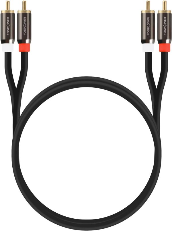 FosPower 2 RCA M/M Stereo Audio Cable [24K Gold Plated | Copper Core] 2RCA Male to 2RCA Male [Left/Right] Premium Sound Quality Plug - 10ft - Image 7