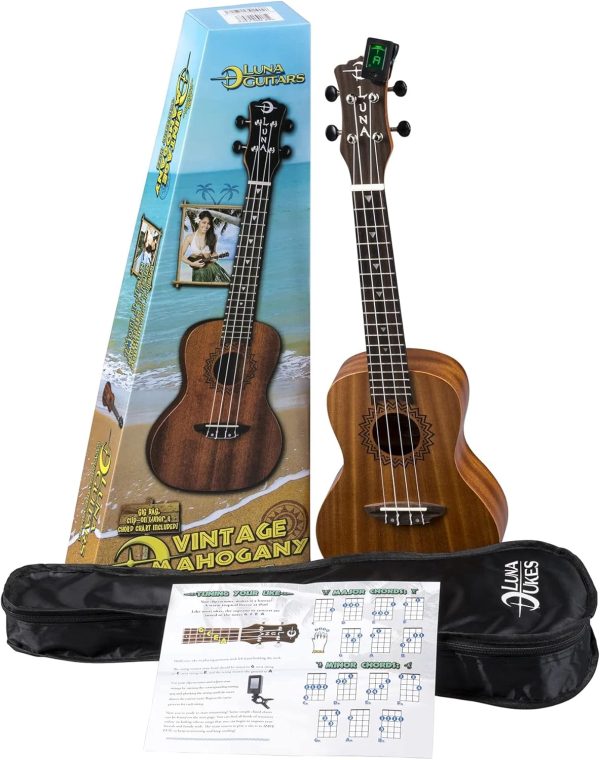 Vintage Mahogany Concert Ukulele Pack with Tuner and Bag - Image 6