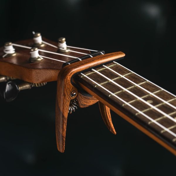 Ukulele Capo for Soprano, Concert, Tenor, Baritone Ukulele with felt picks (Walnut) - Image 3