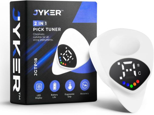 USA Guitar Tuner Pick 2-in-1 - Digital with LED Screen, 0.6mm Plectrum, 12 Equal Temperaments, Precision Tuning for Electric & Acoustic Guitars, Bass, Ukulele, Violin, Bass, Banjo, Chromatic