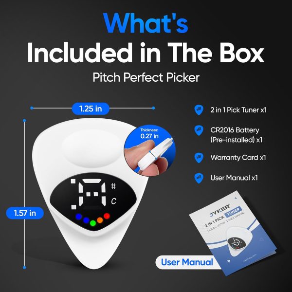 USA Guitar Tuner Pick 2-in-1 - Digital with LED Screen, 0.6mm Plectrum, 12 Equal Temperaments, Precision Tuning for Electric & Acoustic Guitars, Bass, Ukulele, Violin, Bass, Banjo, Chromatic - Image 7